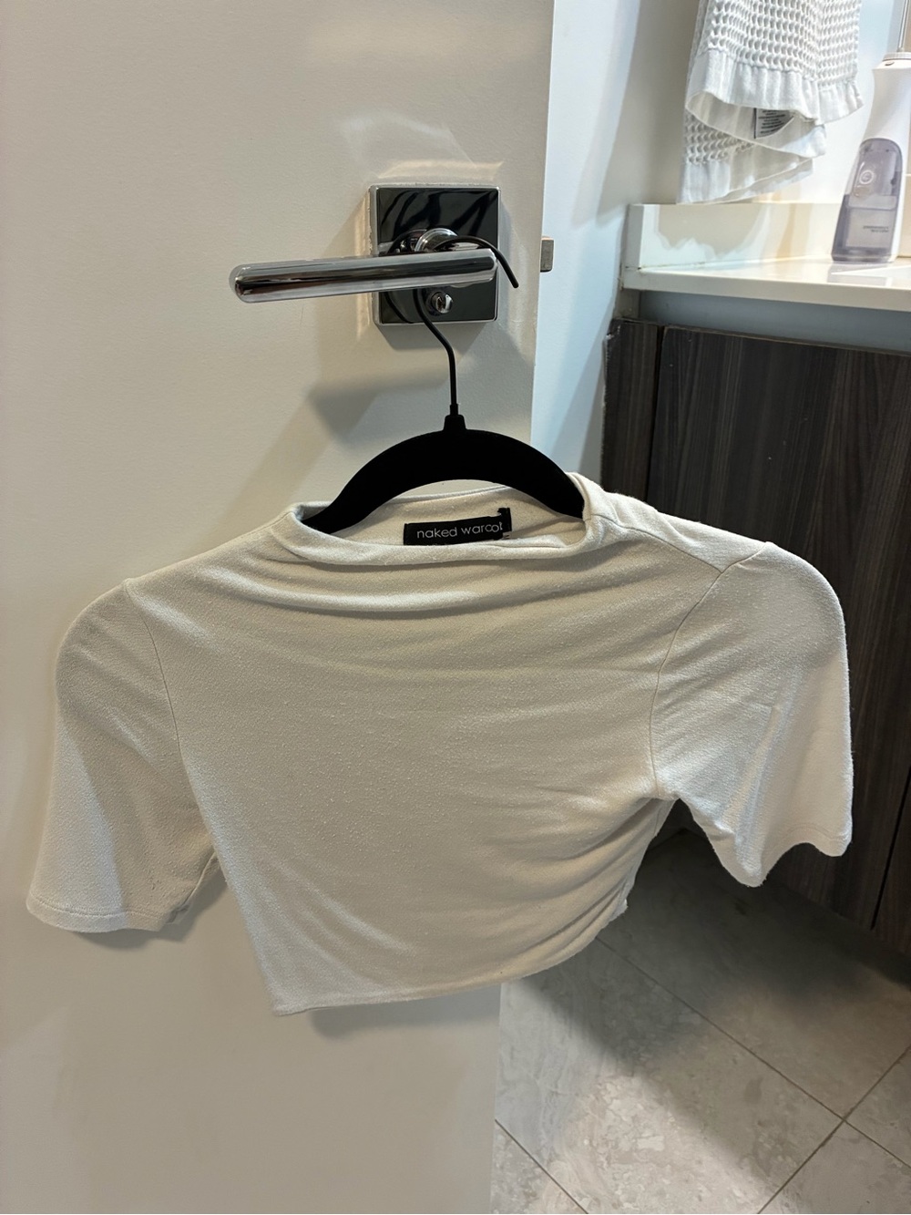 naked wardrobe Ivory Short Sleeve Crop Top